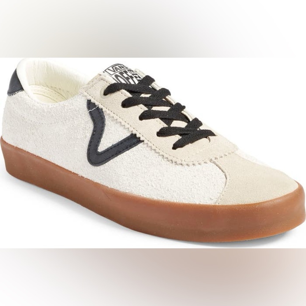 Vans Off-White and Black Sneakers with Gum Sole